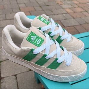 Mens adidas x Bodega × BEAMS Adimatic Athletic Sneakers Off White Green SZ 12.5